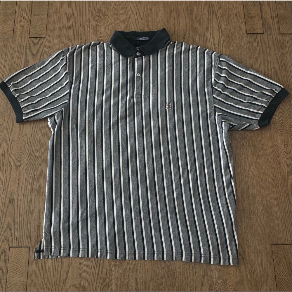 Vintage 90’s Tommy Hilfiger Striped Polo XL Short Sleeve Embroidered Logo